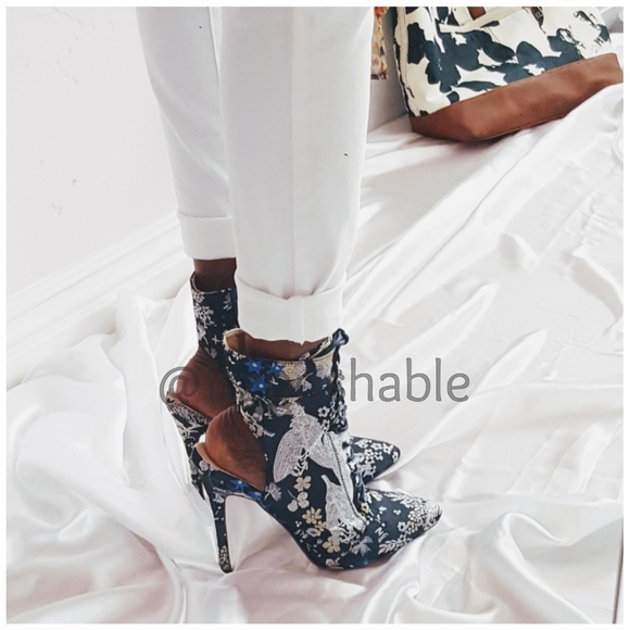 Chase & Chloe Shoes - Brocade Style Open Back Bootie (NIB)
